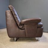 Modular vintage brown leather sofa, 1970s.