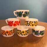 6 small Arcopal cups