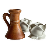 Lot of vintage porcelain and stoneware bougeoirs