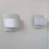 Pair of vintage wall lights, white lacquered metal, Peter Celsing Sweden 1960