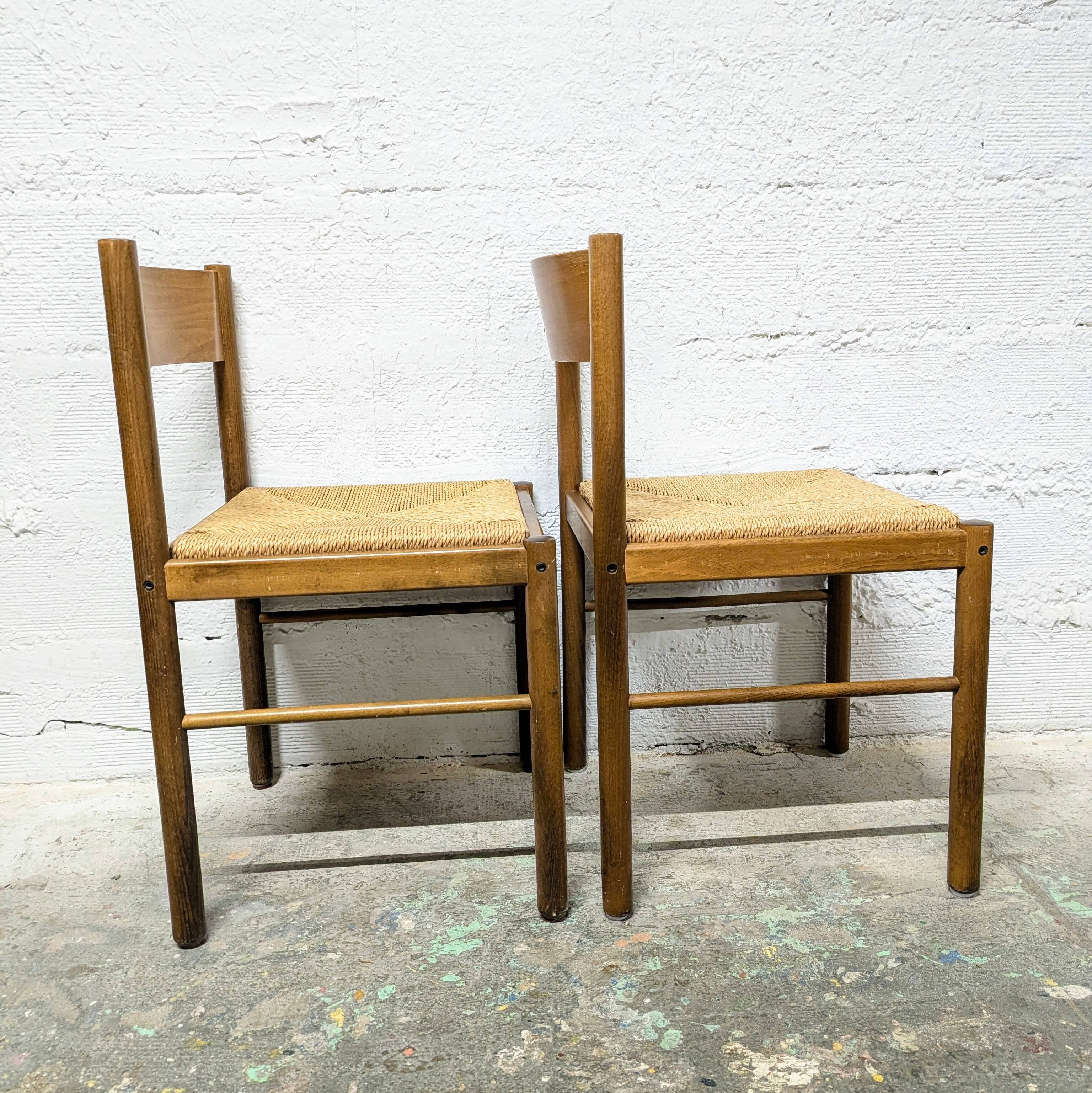 Pair of wooden and rope chairs