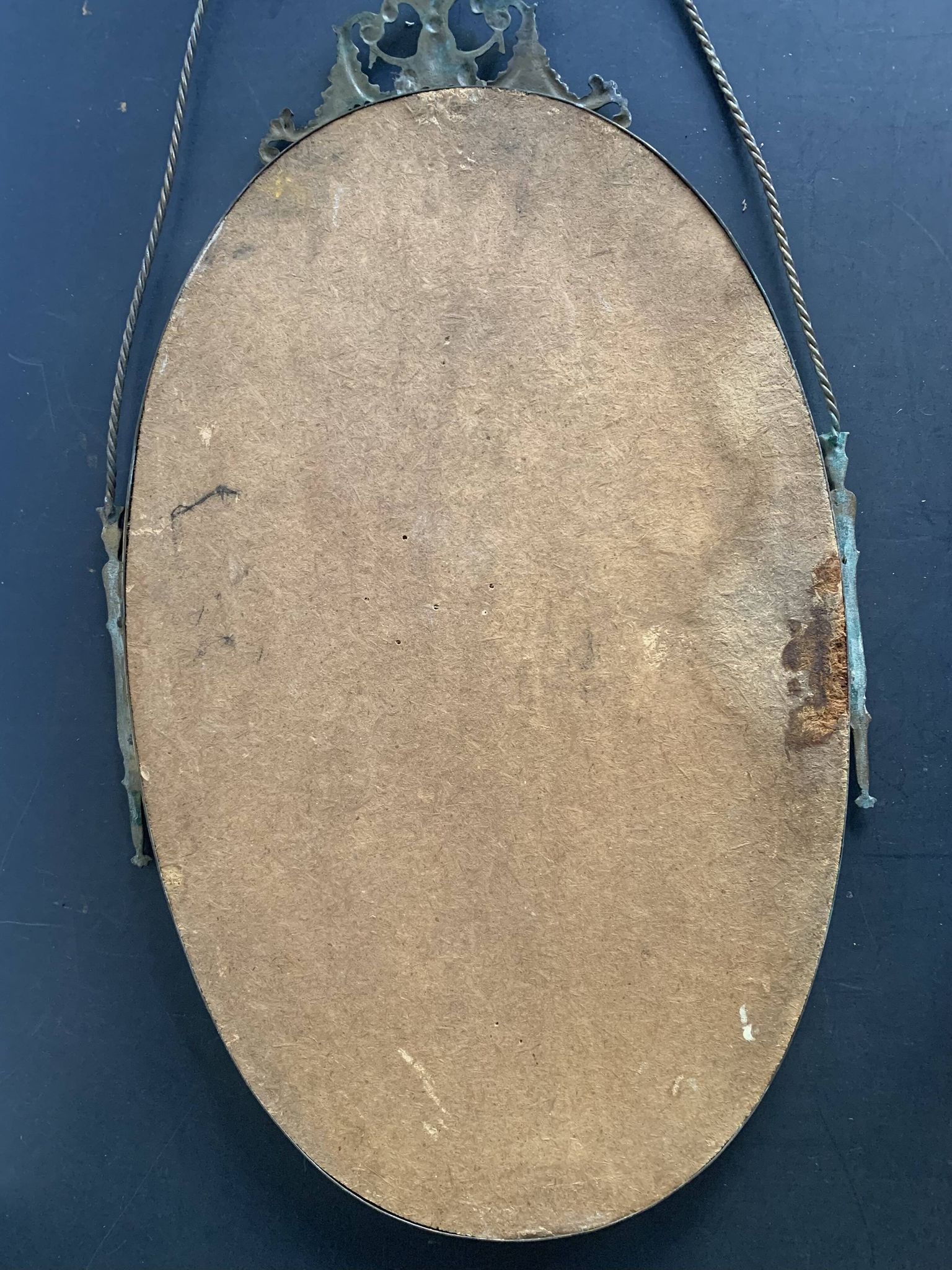 Large French Napoleon III Period Oval Bronze Wall Mirror, 19th Century