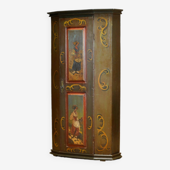 Armoire allemande peinte à la main, vers 1850