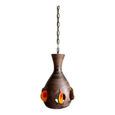Lampe suspendue en céramique allemande faite à la main, de style brutaliste vintage
