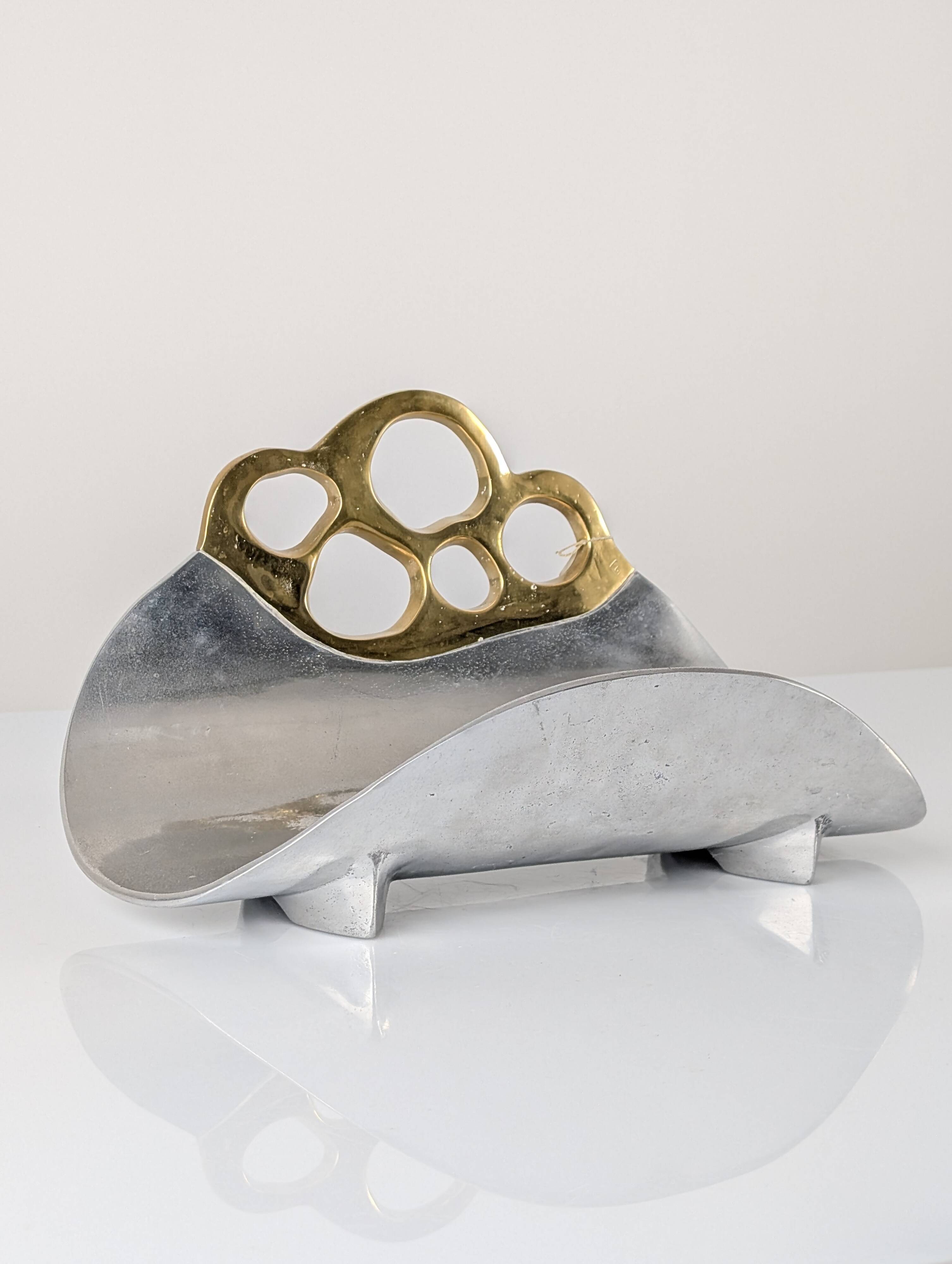 Aluminium and brass log holder by David Marshall, Spain, 1980s