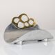 Aluminium and brass log holder by David Marshall, Spain, 1980s
