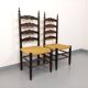 Paire de chaises vintage Arts & Crafts style Antonio Calligaris en bois de chêne et corde des années