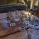 12 smoked glass stemmed glasses from the 70s and 80s.