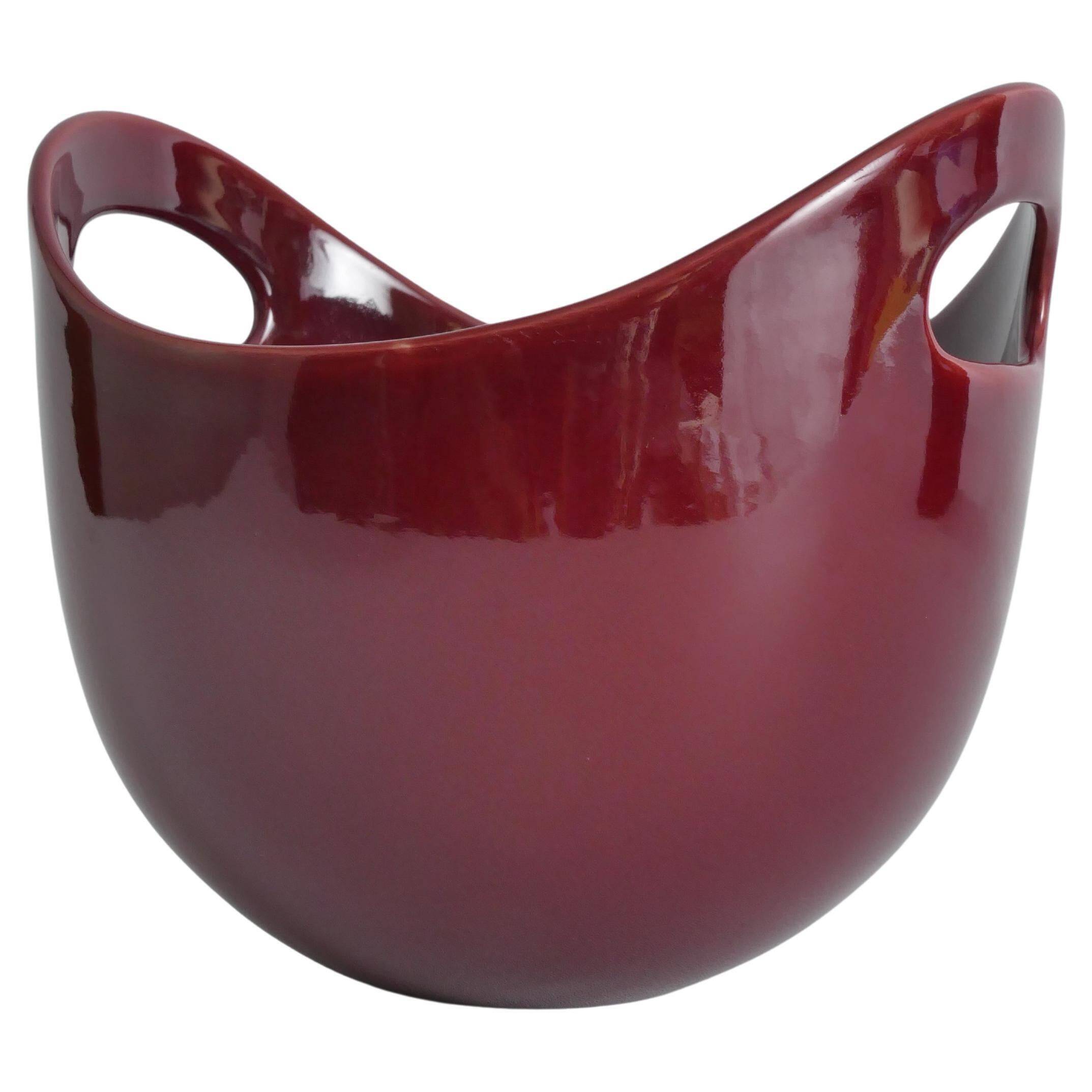 Scandinavian Modern Merlot Red Stoneware Bowl by SYCO, Sweden, 1950s