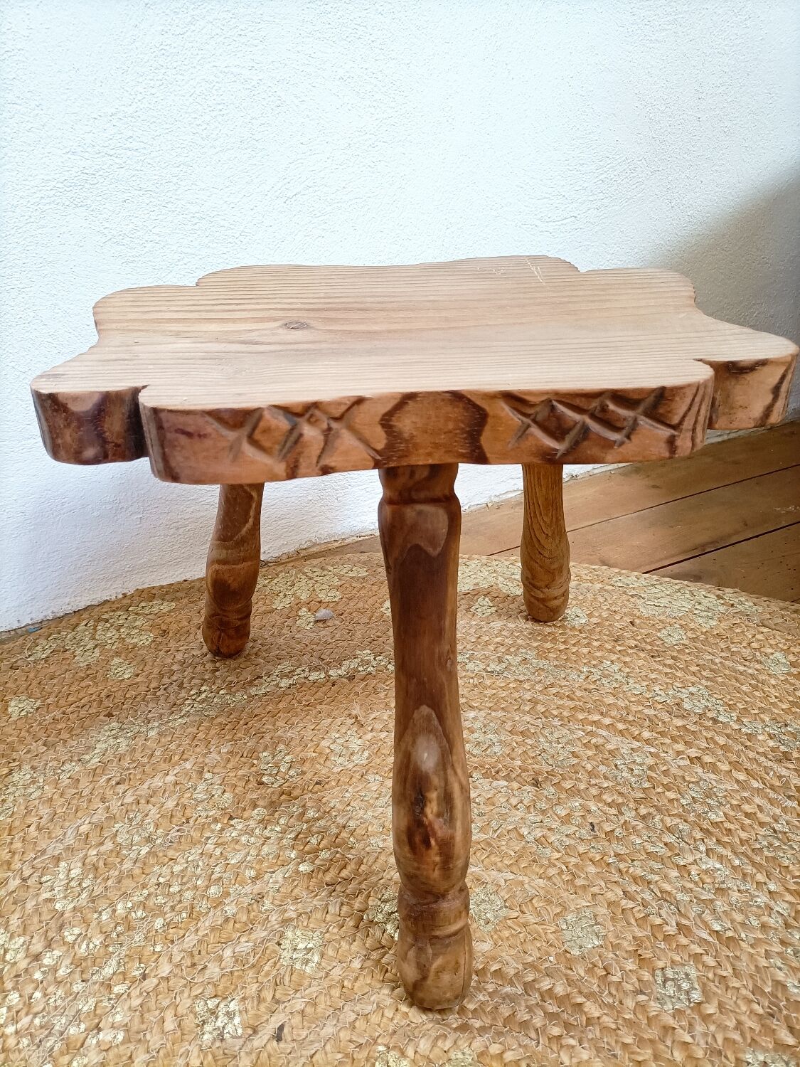 Brutalist style tripod milking stool