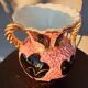 Vase Vallauris 1950 rose noir et jaune