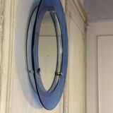Miroir encadré d’un cercle de verre bleu, italie vers 1950