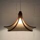 Teak and linen umbrella pendant hanging lamp by Domus, 1970s