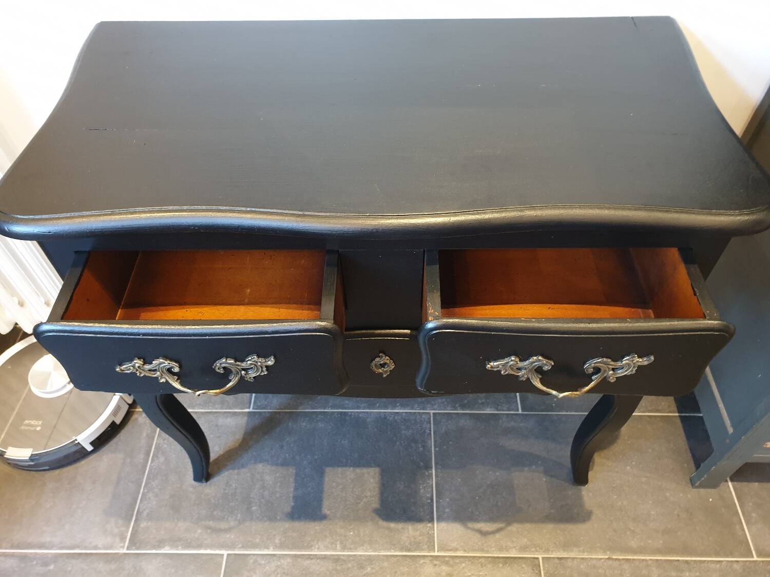 Stamped black Louis XV chest of drawers