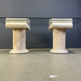 Vintage tessellated stone pedestal dining table by Maitland Smith, 1970s