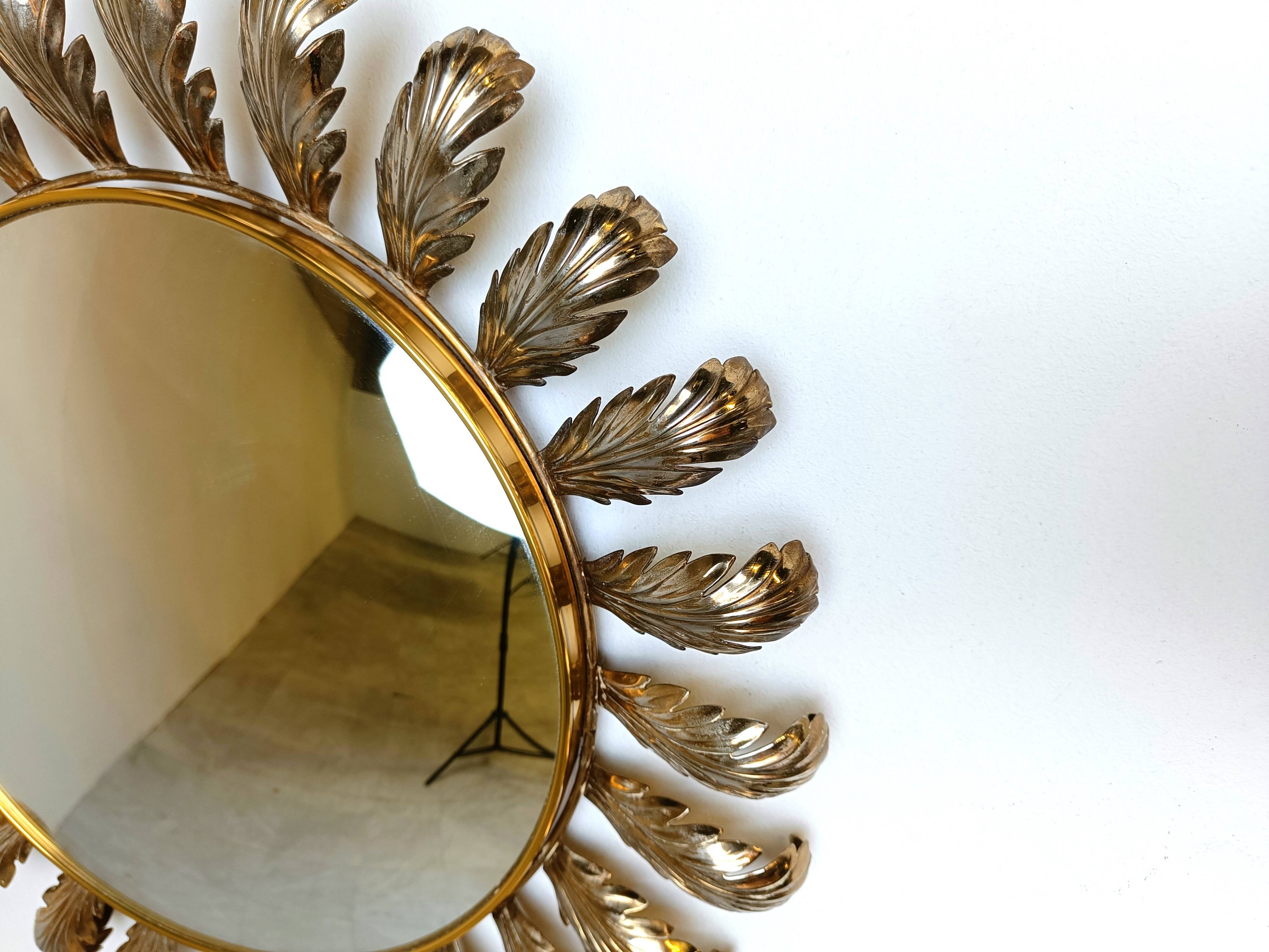 Vintage brass sunburst mirror 1960s