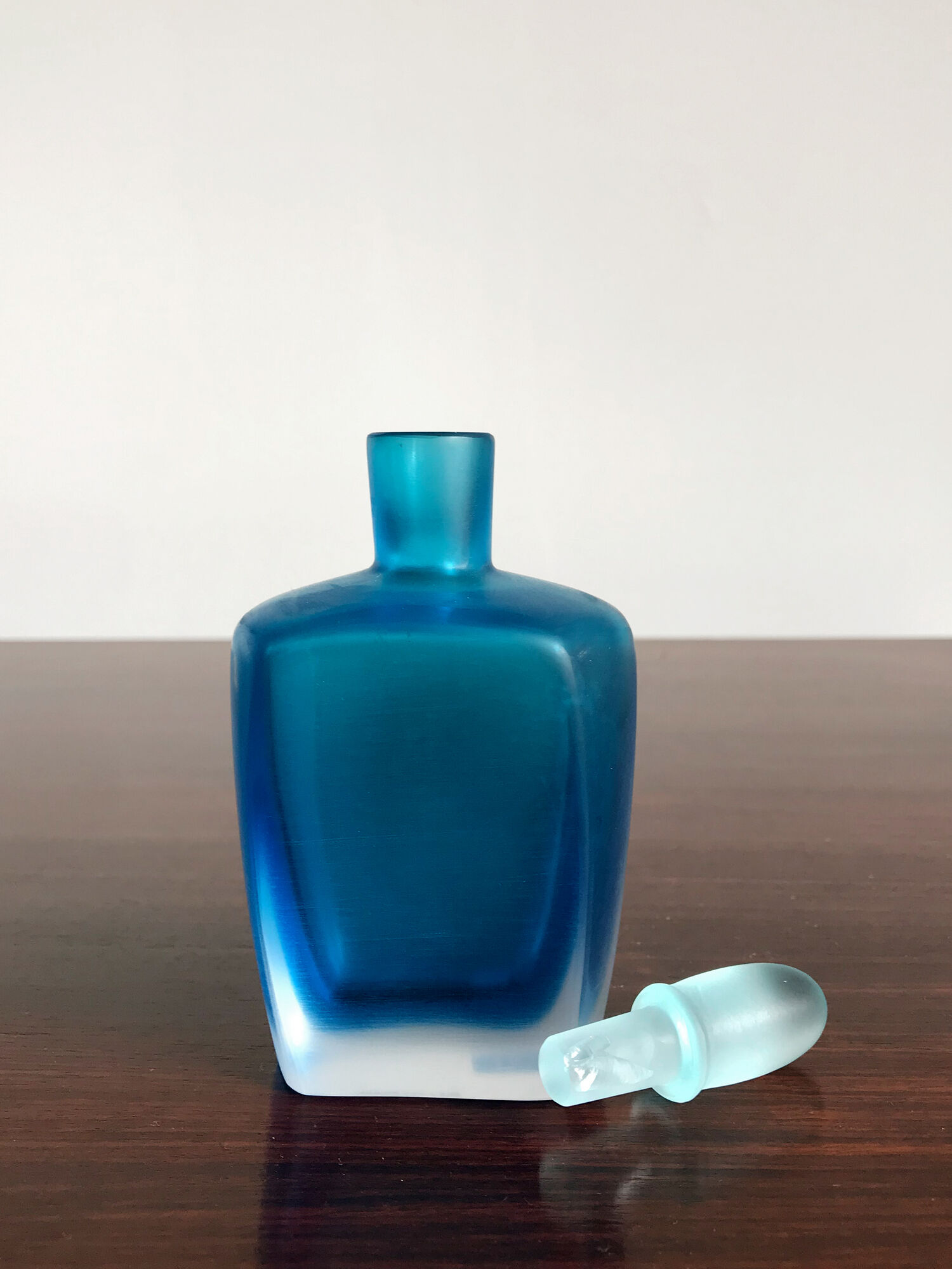 Italian Venini Murano glass bottle “Velati” serie, 1992