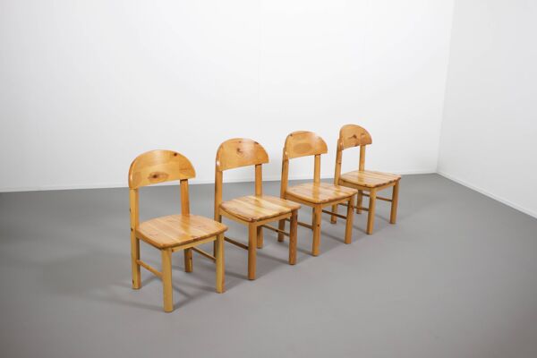 Ensemble de quatre chaises de salle à manger Rainer Daumiller en bois de pin, 1970s