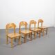 Set of Four Rainer Daumiller Pine Wood Dining Chairs, 1970s