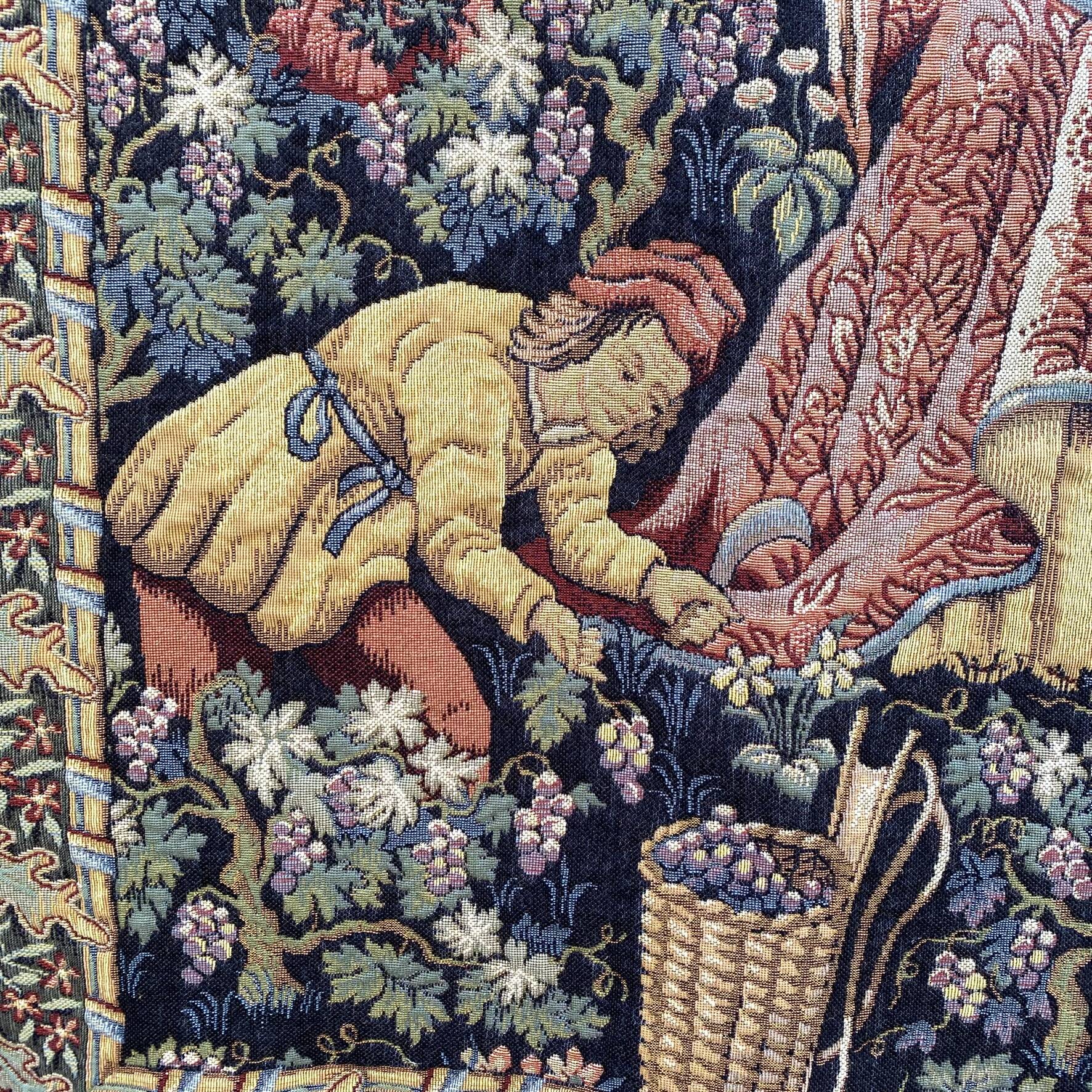 Large Tapestry of Halluin "The Grape Harvest at the Castle", Halluin Stitch