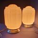 Pair of large pink art deco table lamps France