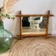 Turned wooden barber mirror