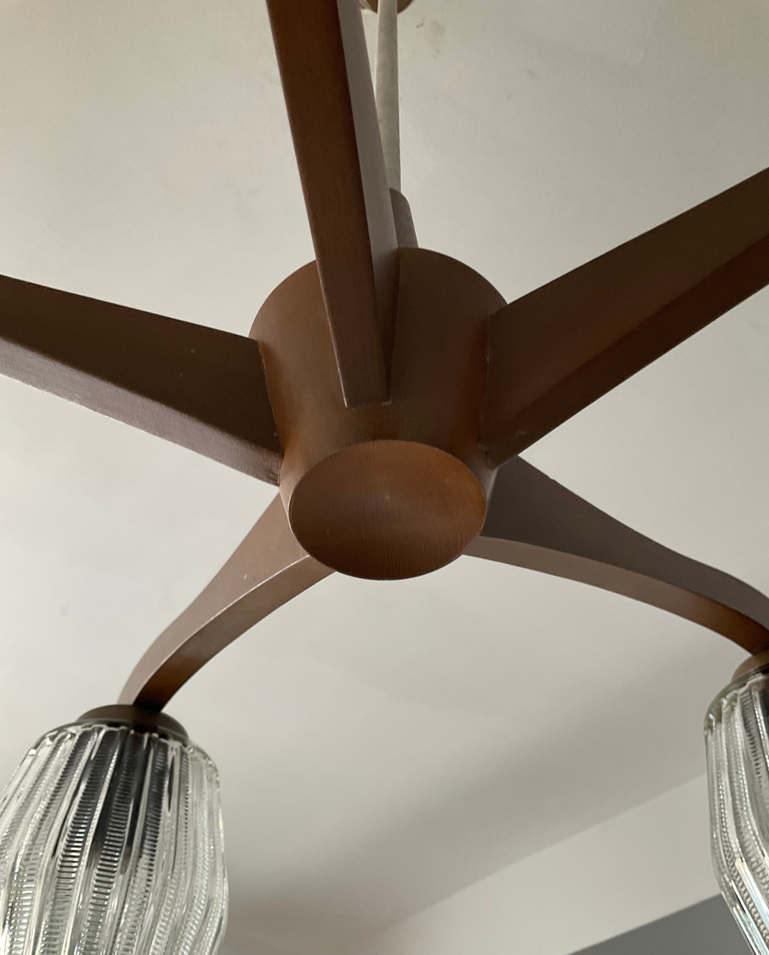 Scandinavian teak chandelier from the 60s and 70s