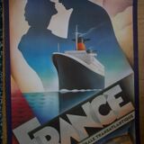 Poster French Line - Paquebot France - Transatlantic General Company - Original - Signed