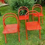 Set of 4 folding chairs in metal 70s