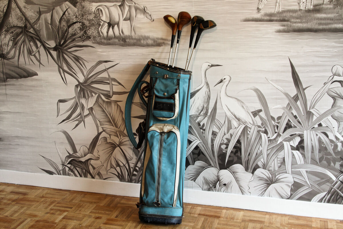 Burton golf bag and vintage clubs