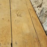 Raw wood farm table with drawer