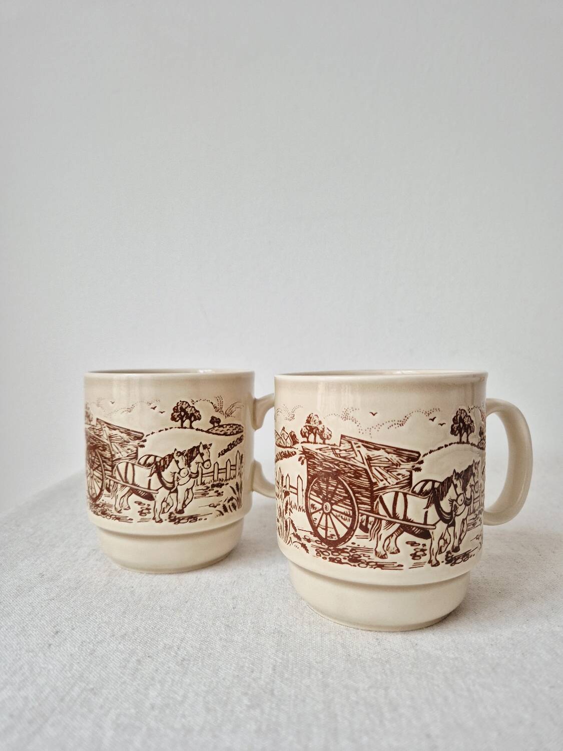 Set of 2 vintage stoneware mugs "English Countryside" - KilnCraft England