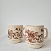 Set of 2 vintage stoneware mugs "English Countryside" - KilnCraft England