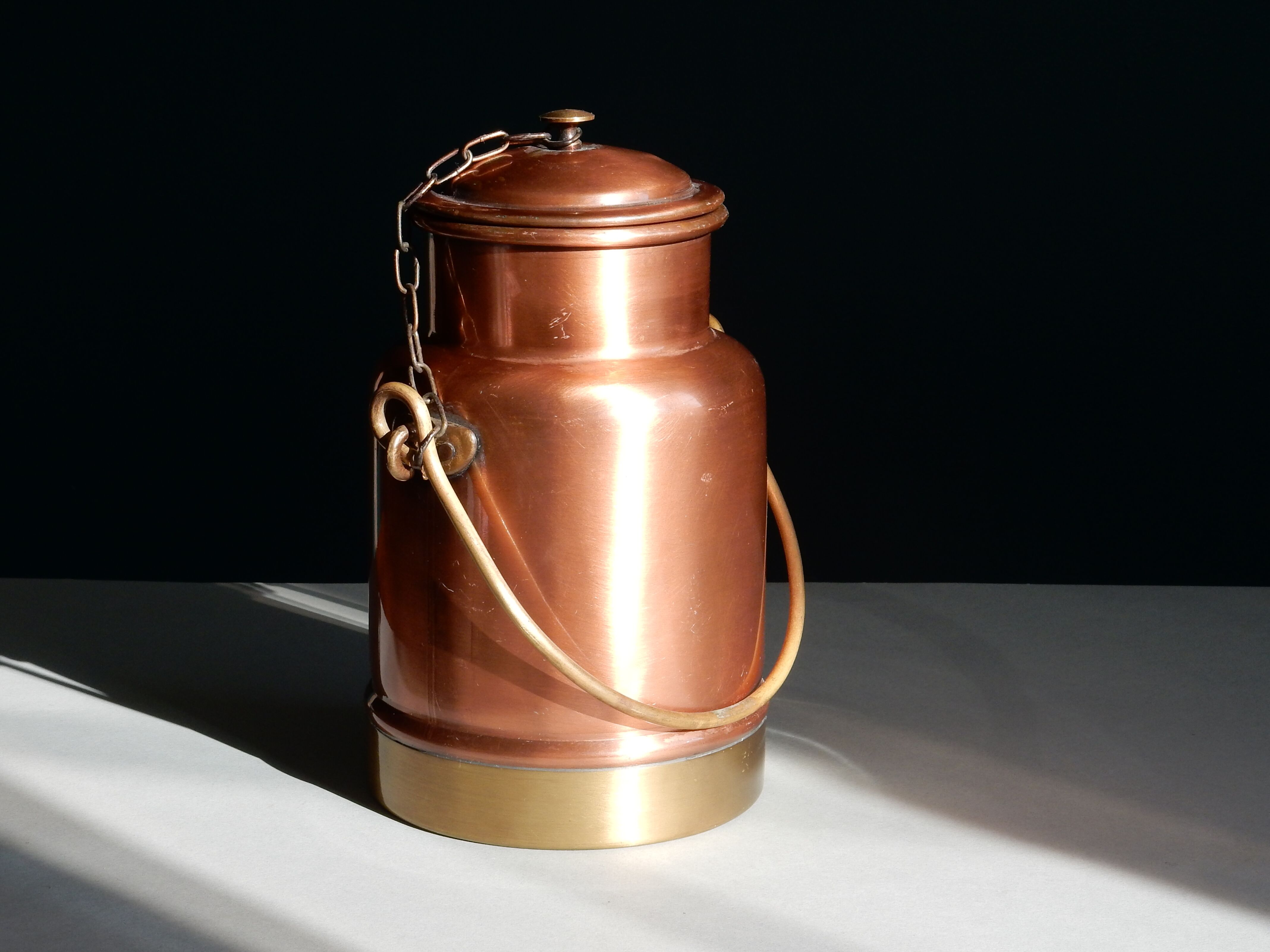 Copper and brass milk pot