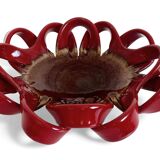 Vallauris Ceramic Centerpiece Bowl, Oxblood Faience, France, 1950s