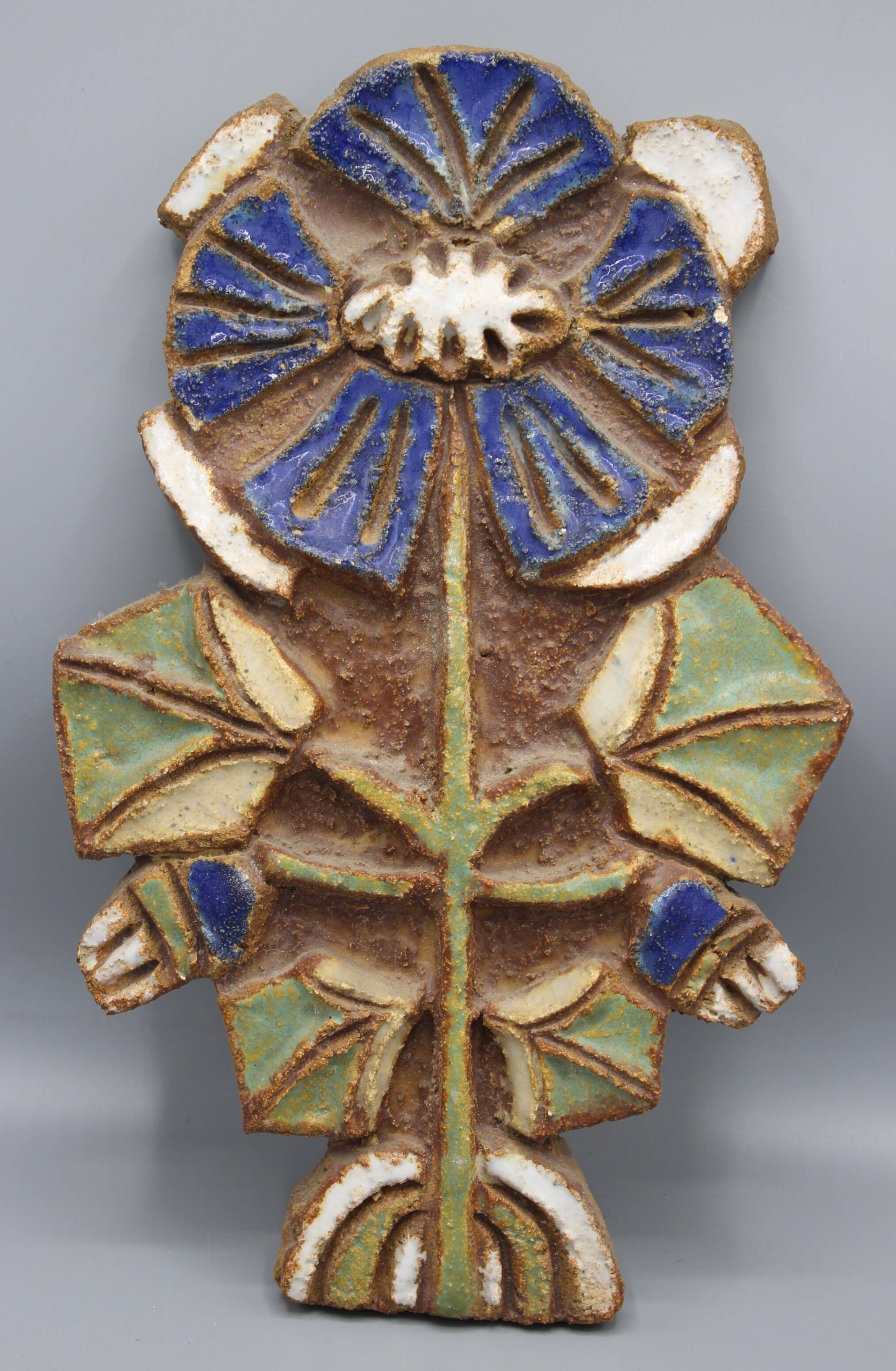 Enameled stoneware wall plaque - the argonauts - vallauris design circa 1950 1960