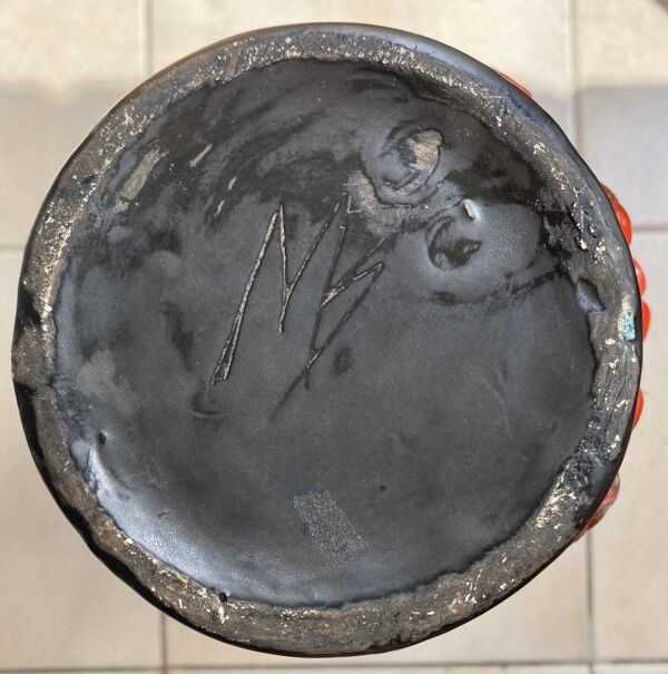 Vase amphore, vallauris, signé mb, annees 50/60