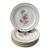 Set of 6 flowered porcelain dinner plates.