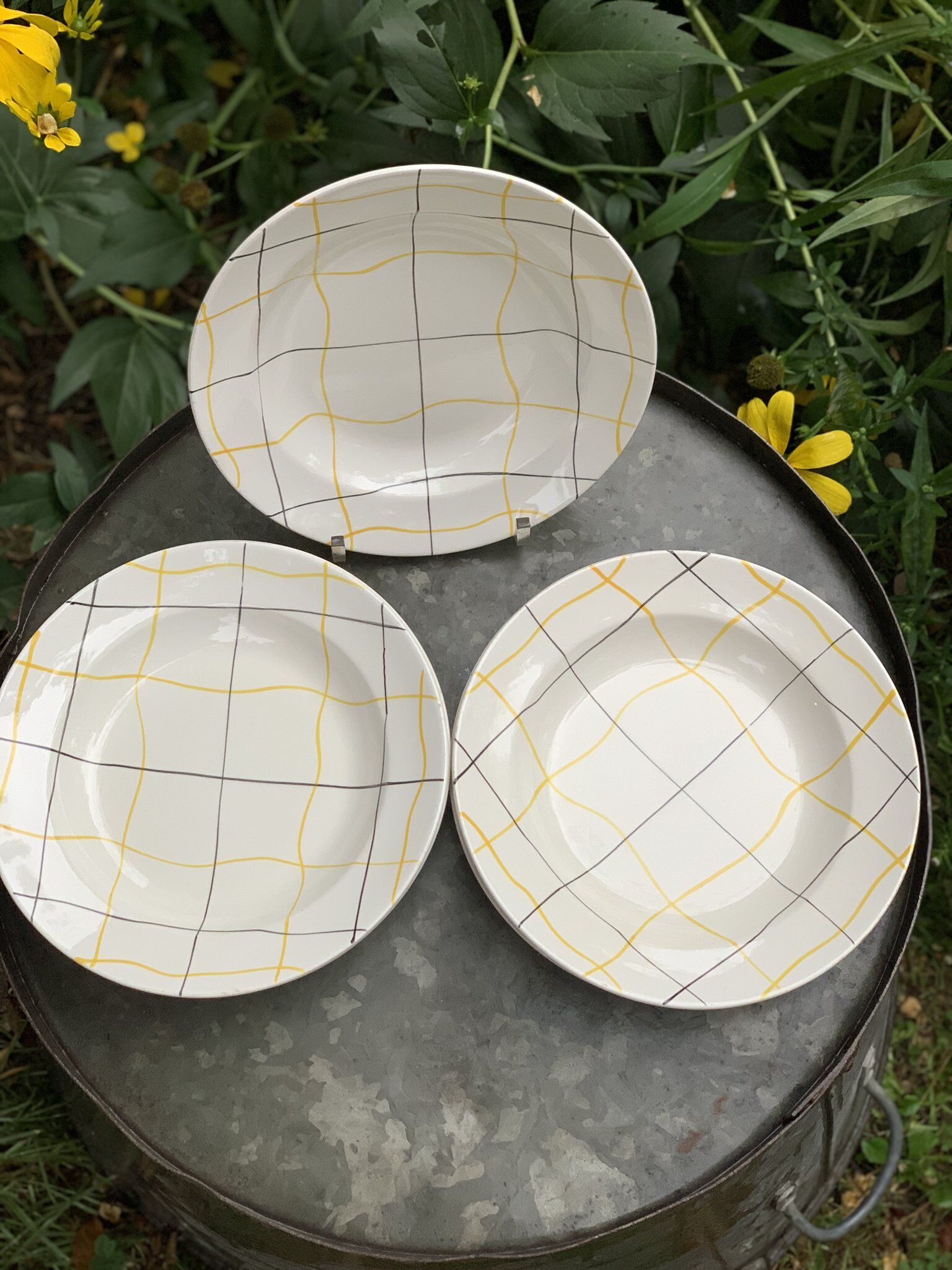 Set of 6 hollow plates old long-earthenware
