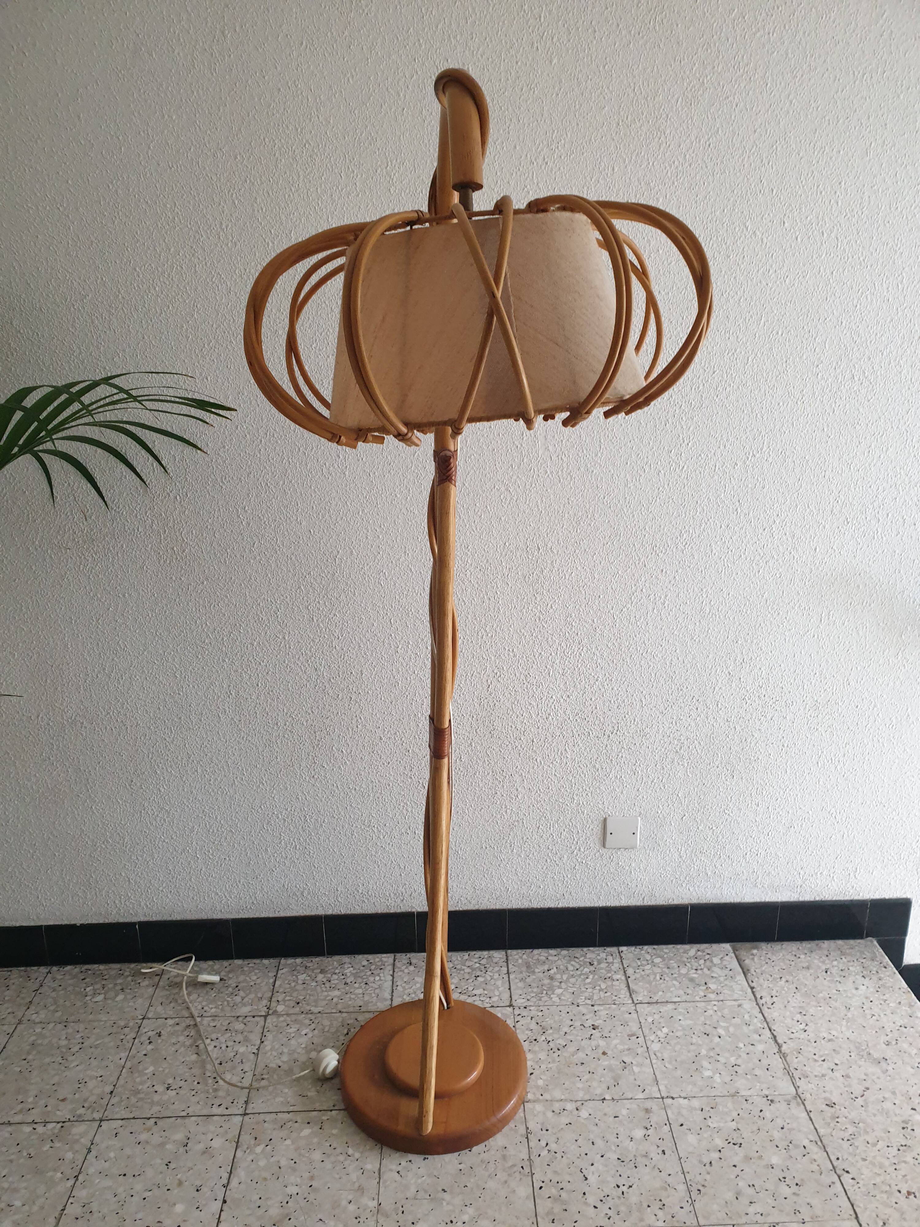 Bamboo floor lamp by Louis Sognot 60's