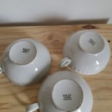 Set of 3 cups in porcelain from Limoges vintage France B&C