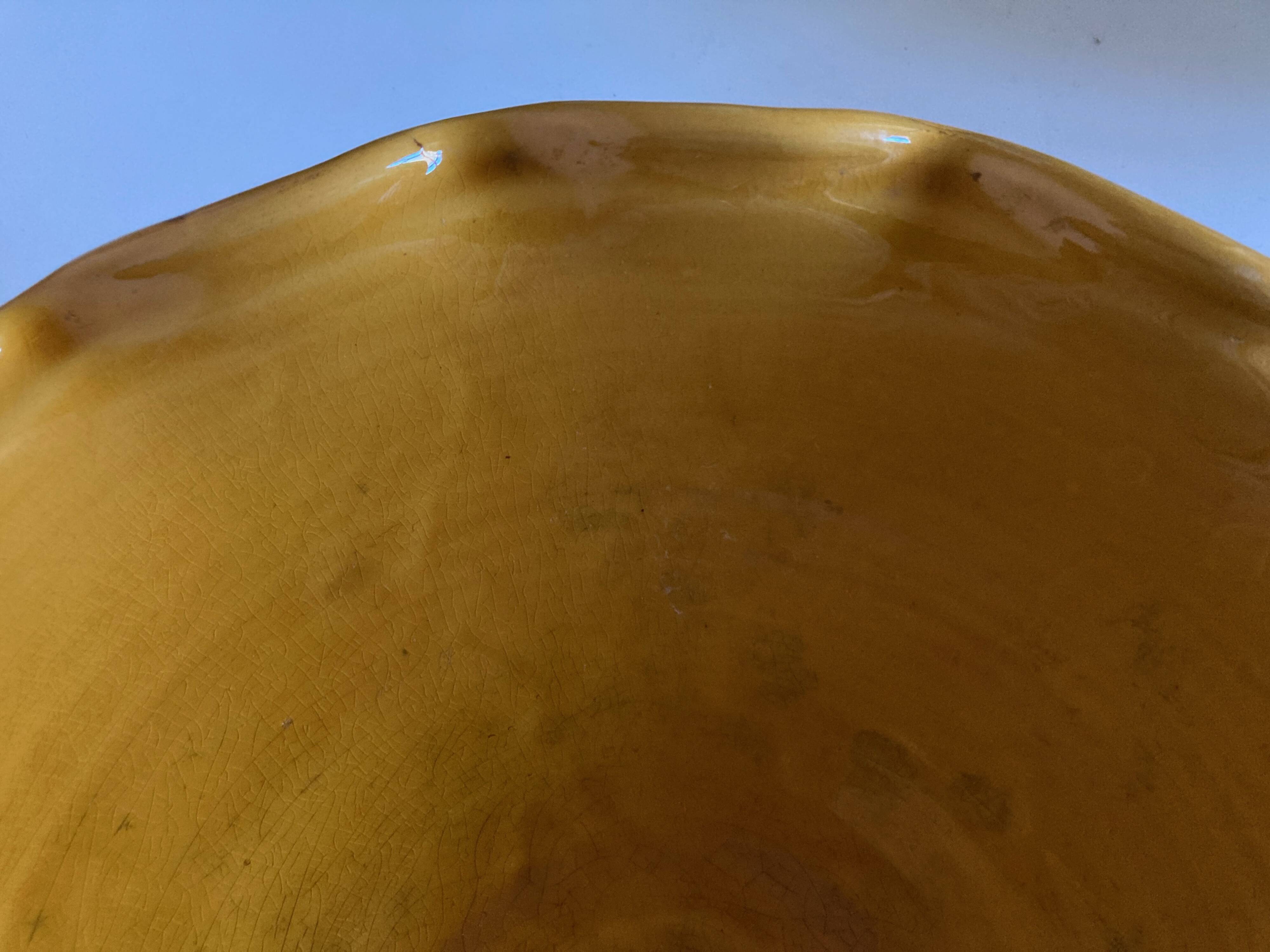 XXXL wavy bowl in glazed terracotta 1950 Provence
