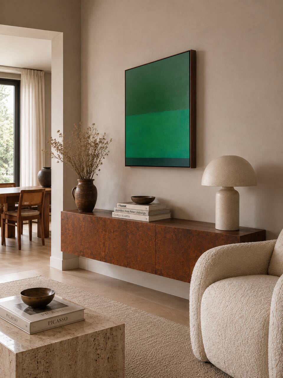 Peinture sur châssis "timeless green" pièce unique signée Bodasca