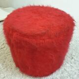 Pouf moumoute vintage red