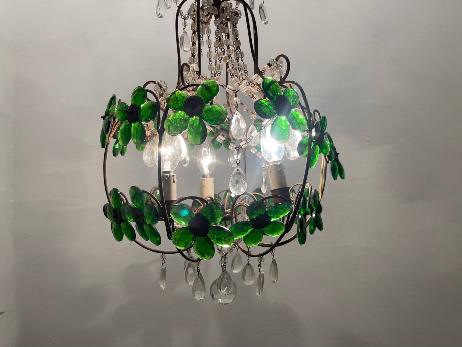 Green Flower Macaroni Light Pendant 1950’s