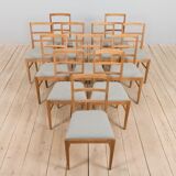 Set Of 6 Mid Century oak dining chairs by Fritz Hansen, natural wool upholstery, 1950s