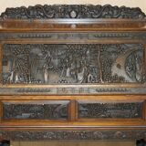 Chinese hand-carved desk from around 1940 with matching chair.