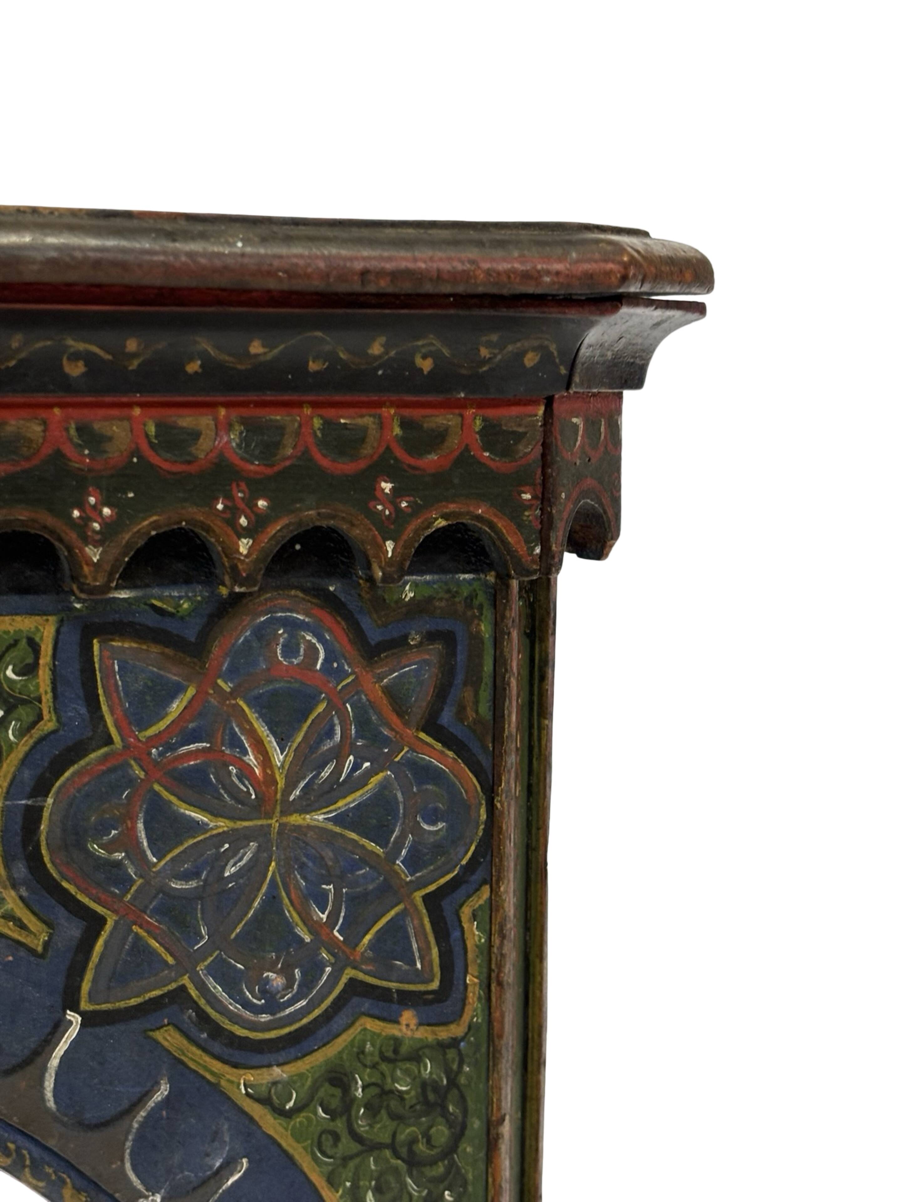 Antique hand-painted Moroccan Moorish Zouak side table