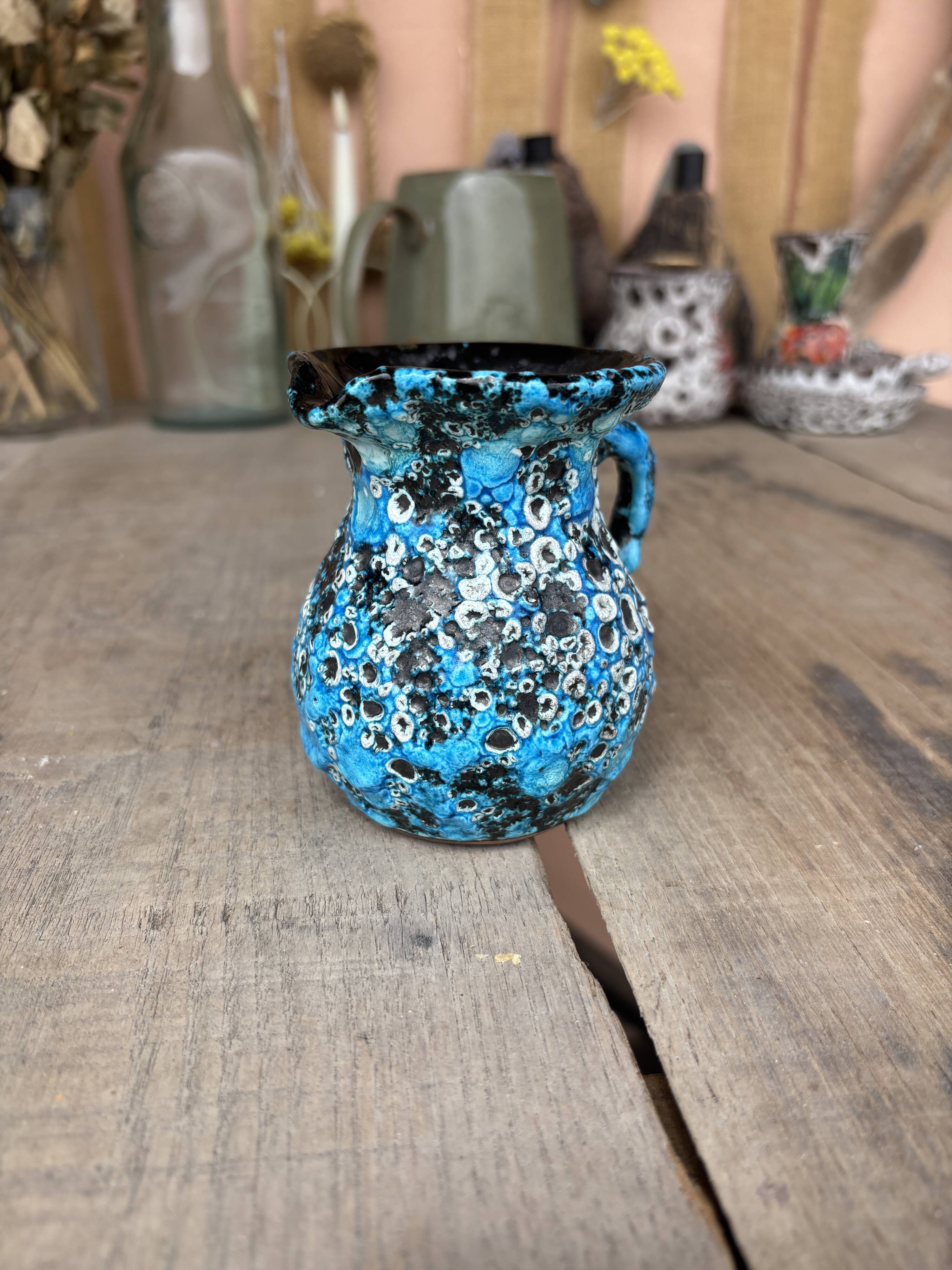 Vase style La Roue Vallauris – vintage turquoise ceramic