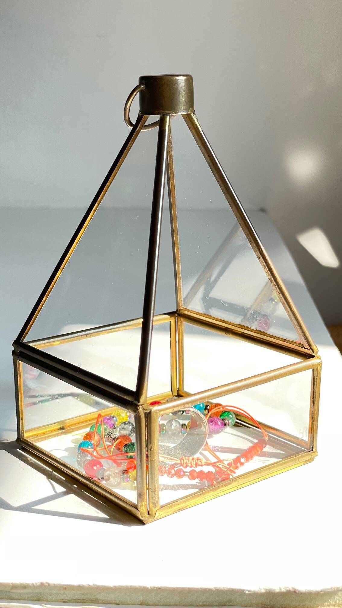 Vide-poche verre et laiton vintage